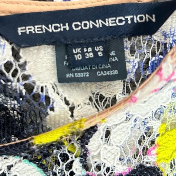 French Connection Dress Womens Size 6 Pink Green Black Floral Lace Sheath Lined - Picture 12 of 14